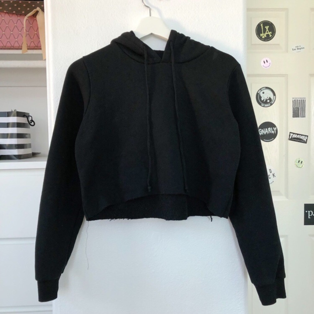 Brandy Melville Black Cropped Hoodie